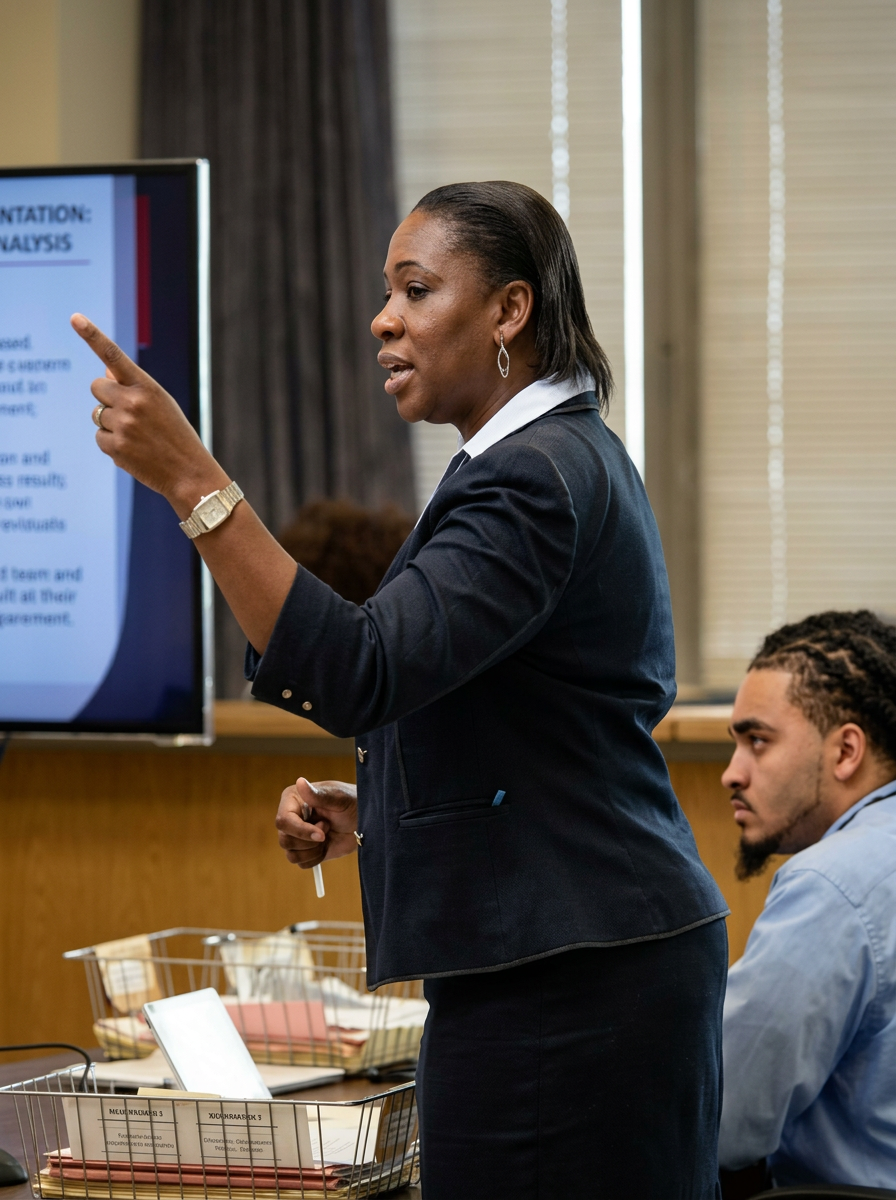 Adrienne D. Edward arguing in court
